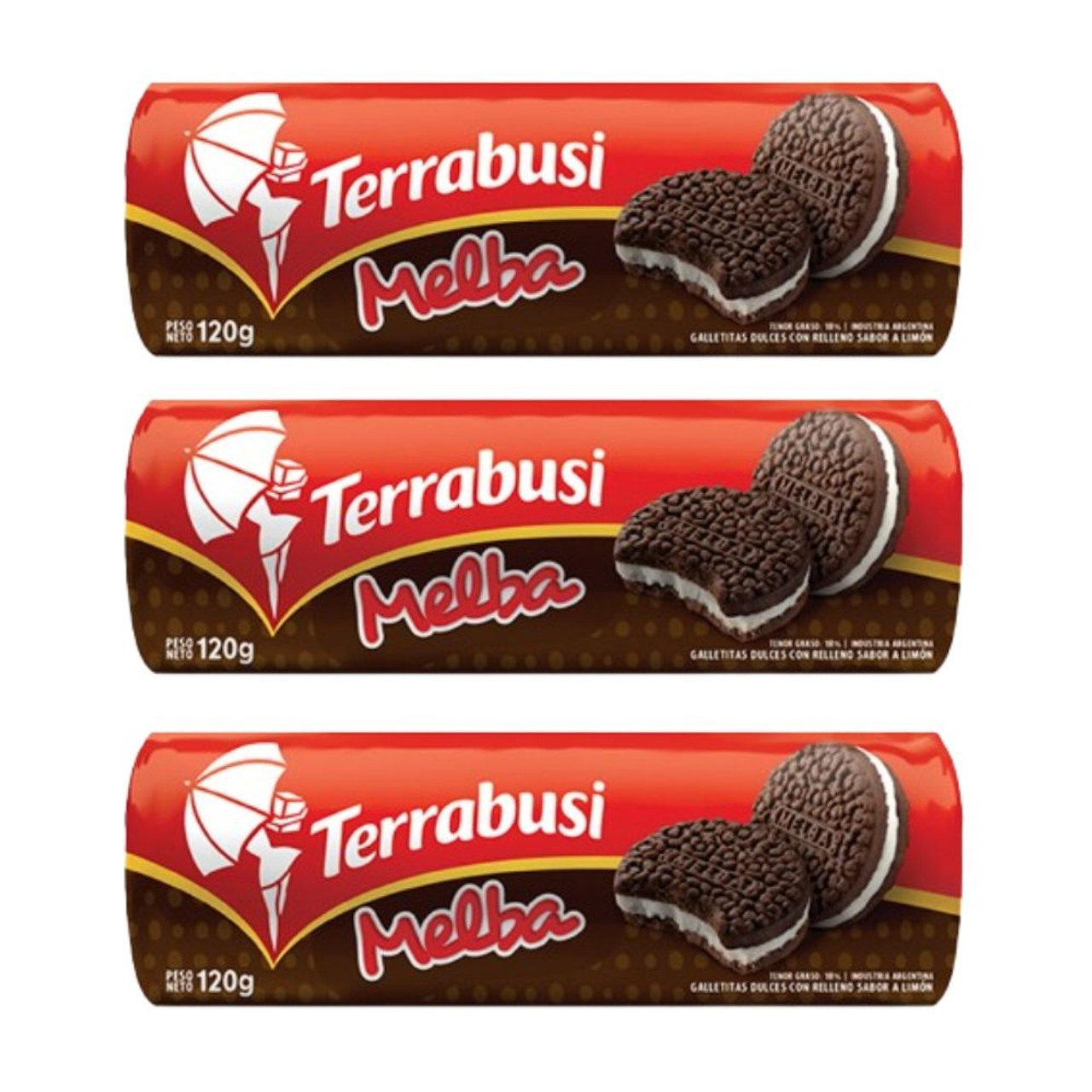 Melba Chocolate Flavor Cookies with Cream Filling - 120 g / 4.2 oz (pack of 3)